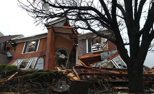 Une maison détruite par une tornade, le 27 décembre 2015, à Rowlett, dans le Texas (Etats-Unis).