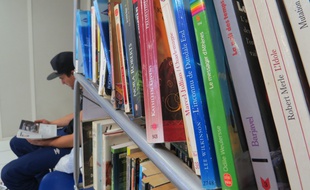 Marseille le 3 NOVEMBRE 2014. Un collectif d'habitants du 3e arrondissement installe des bibliothèques chez les commerçants.