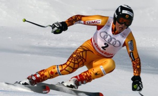 Le skieur canadien John Kucera lors de la descente des championnats du monde de Val d'Isère, le 7 février 2009.