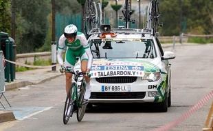Le coureur de Saujasun Yannick Talabardon, lors du Critérium International le 23 mars 2013.