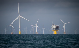 Illustration du parc éolien au large d'Ostend, en Belgique, construit par le consortium Eneco.