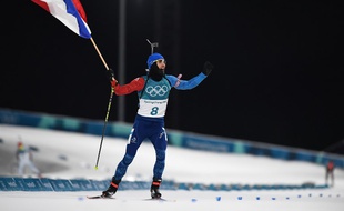 Martin Fourcade a remporté la poursuite des JO de Pyeongchang, le 12 février 2018.