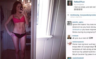 Capture d'écran du compte Instagram de Caroline Berg Eriksen la montrant quatre jours après son accouchement.