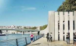 Image de synthèse de l'« estacade » qu'emprunteront les passants durant les travaux.