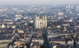 Vue de la ville de Nantes lors de l'épisode de pollution de janvier 2016
