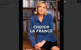 Capture d'écran de l'affiche de campagne publiée sur le compte Twitter de Marine Le Pen.