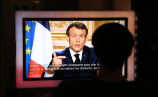 Emmanuel Macron lors de son allocution télévisée, ce lundi soir