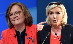 Nathalie Loiseau (LREM) et Marine Le Pen (RN) le 24 mai 2019, pour le dernier meeting de campagne des européennes.