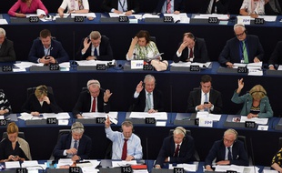 Des membres du parlement européen à Strasbourg, le 13 juin 2018.