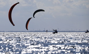Illustration de kitesurfeurs.