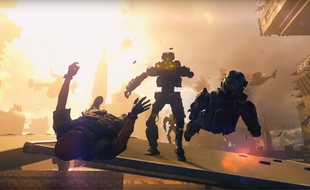 Un robot met à terre deux soldats dans Call of Duty Black Ops 3.