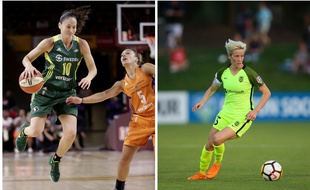 La basketteuse Sue Bird et la footballeuse Megan Rapinoe.