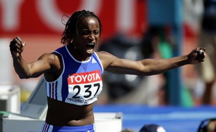 L'athlète française Eunice Barber, lors des championnats du monde d'athlétisme, le 6 août 2005 à Helsinki.