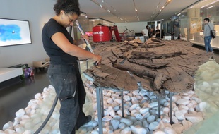 Une restauratrice en plein travail.