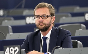 01 Juillet 2014 Strasbourg -Jerome Lavrilleux a pris place dans l'hemicycle du Parlement Europeen a Strasbourg