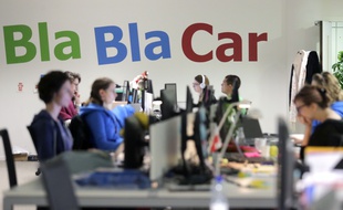 Illustration de la société BlaBlaCar dans ses locaux à Paris le 18 avril 2015.