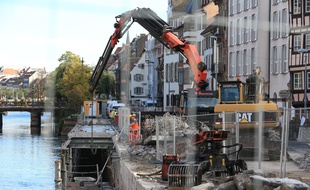 Travaux quai des Bateliers Strasbourg le 05 10 2017.