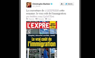 Christophe Barbier, directeur de la rédaction de l'Express, présente la Une de l'hebdomadaire à paraître le 14 novembre 2012.
