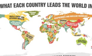 La carte des records sérieux et absurdes des pays.