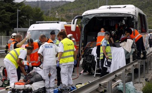 Accident de la route le 17 septembre 2015 sur l'A8 à La Turbie dans le sud de la France