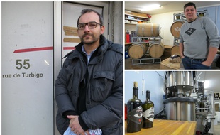 Matthieu Bosser des Vignerons Parisiens (à gauche) et Julien Bengué dans sa Winerie (à droite)