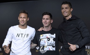Neymar, Messi et Ronaldo à la remise du Ballon d'or, le 11 janvier 2016 à Zurich.