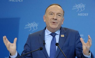 Le patron du Medef, Pierre Gattaz, lors de sa conférence de presse du 14 octobre 2014 à Paris
