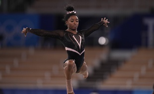La gymnaste américaine Simone Biles, à l'entraînement ce jeudi, à la veille du début des Jeux olympiques de Tokyo.