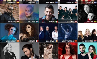 Mosaïque composée d'une partie des candidats à l'Eurovision 2017