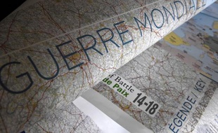 La carte historique de la Première guerre mondiale publiée par Michelin, le 3 avril 2014 à Boulogne-Billancourt près de Paris
