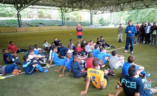 Des jeunes joueurs de football lors d'une détection organisée par l'Istitut national du Football Français, à Clairefontaine, en mai 2011.