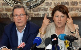 Martine Aubry et Gilles Pargneaux lors d'une conférence de presse le 18 juillet 2014 à Paris