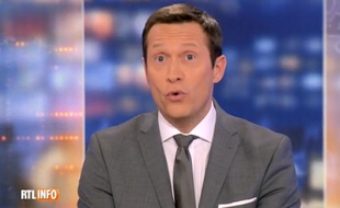 le journaliste belge Michel De Maegd lors de son journal sur RTL, le 12 mars 2015.