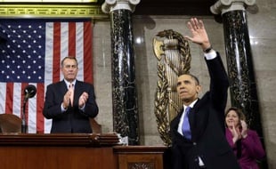 Barack Obama lors du discours sur l'état de l'Union, le 12 février 2013.