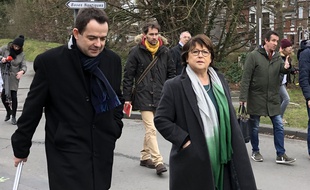 Arnaud Bousquet, au côté de Martine Aubry, lors de la campagne des municipales 2020 à Lille.