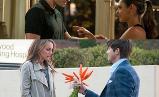 Photo de Justin Timberlake et Mila Kunis dans Sexe entre amis (en haut) et de Natalie Portman et Ashton Kutcher dans Sex Friends (en bas)