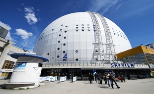 L'Ericsson Globe est une salle omnisports qui accueille également d'autres événements, tels que des concerts, à Stockholm (Suède).