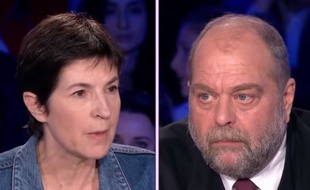 Christine Angot et Eric Dupond-Moretti dans «On n'est pas couché» diffusé le 10 mars 2018.