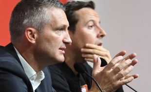 Olivier Létang et Julien Stephan, président et entraîneur du Stade Rennais.