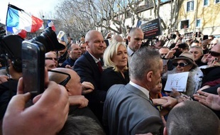 La présidente du Front national Marine Le Pen à Beaucaire le 11 janvier 2015