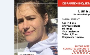 La police a lancé un appel à témoins pour retrouver Luna, 14 ans, qui a fugué de son foyer le 12 juin