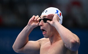 Maxime Grousset juste avant le départ de la finale du 100m à Tokyo.