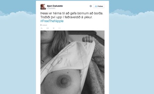 Capture d'écran du tweet de la députée islandaise Björt Ólafsdóttir, qui a partagé sur les réseaux sociaux une photo de ses seins, pour la campagen #freetheniple.