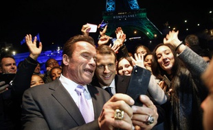 Emmanuel Macron et Arnold Schwarzenegger au "One planet summit"