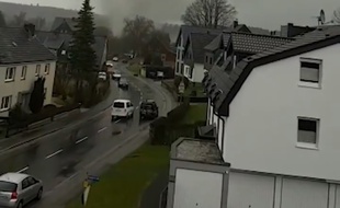 La tornade qui est passée sur la commune de Roetgen (Allemagne) mercredi 13 mars 2019.
