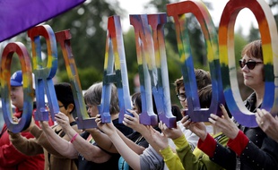 Une manifestation de soutien aux victimes de la tuerie d'Orlando le 15 juin 2016.