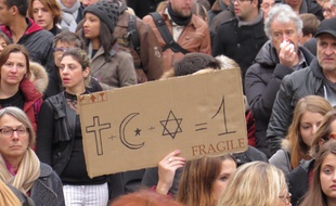 Toulouse, le 10 janvier 2015. Manifestation des Toulousains après les attentats, notamment de Charlie Hebdo.