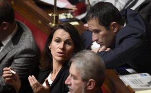 Aurélie Filippetti et Benoît Hammon le 21 octobre 204 à l'Assemblée nationale à Paris