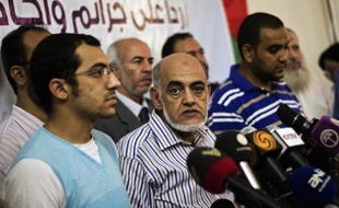 L'un des dirigeants de la confrérie islamiste Magdy Karkar lors d'une conférence de presse le 29 août 2013 au Caire