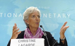 La directrice du FMI, Christine Lagarde, lors d'une conférence de presse à Washington le 6 juillet 2011.